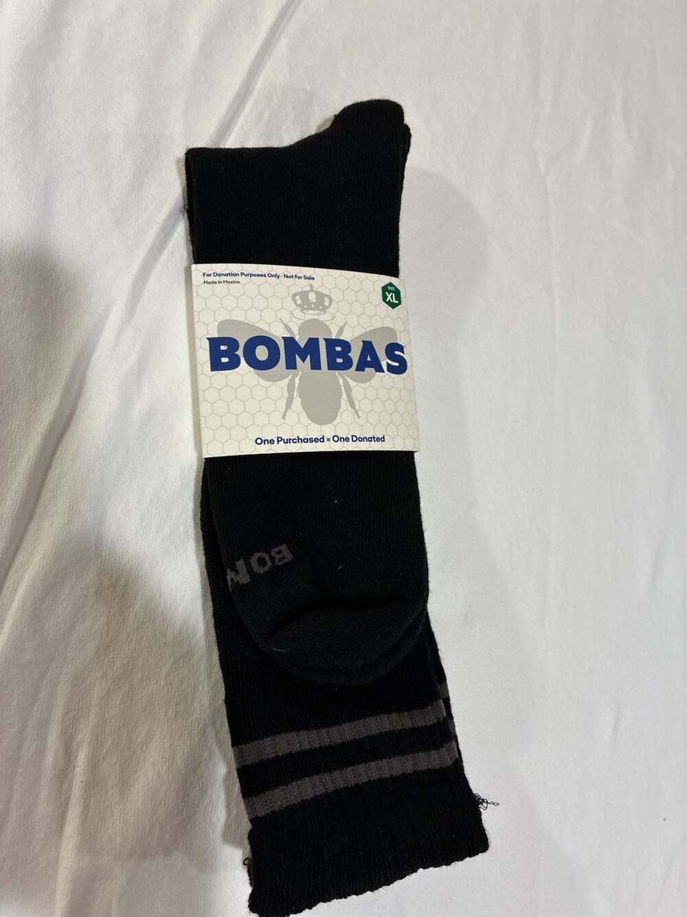 Bombas Calf Socks Size XL Black Striped